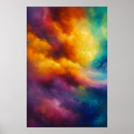 Levendige Kleurrijke Abstracte Wolkenlucht Poster