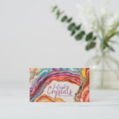 Levendige Kleurrijke Agaat Waterverf Abstract Visitekaartje (Staand voorkant)