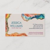 Levendige Kleurrijke Agaat Waterverf Abstract Visitekaartje (Achterkant)