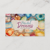 Levendige Kleurrijke Agaat Waterverf Abstract Visitekaartje (Voorkant)