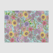 Levendige kleurrijke artistieke Doodle Spring Flor Tissuepapier (Voorkant)