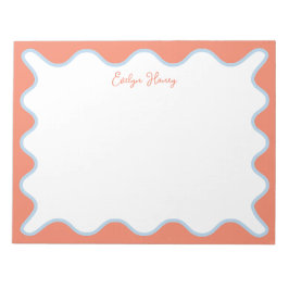 Levendige kleurrijke blauw en roze golvende zigzag notitieblok