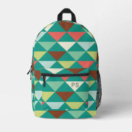 Levendige kleurrijke Blauwgroen Monogram Initialen Bedrukte Rugzak