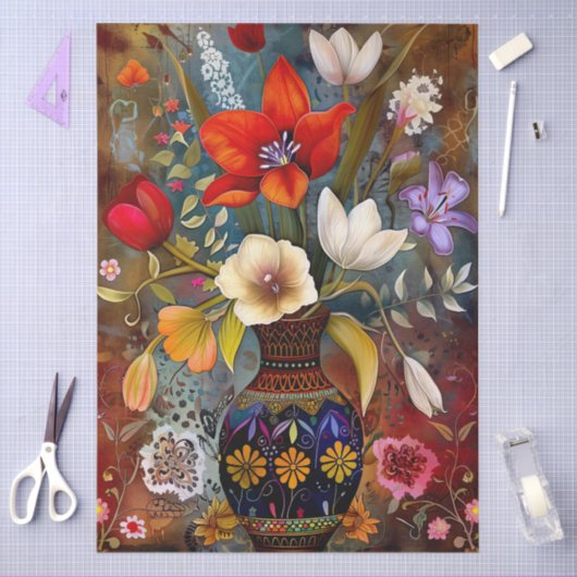 Levendige kleurrijke bloemen decoupage tissuepapier (Craft)
