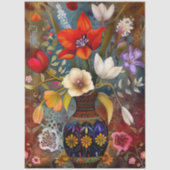 Levendige kleurrijke bloemen decoupage tissuepapier (Voorkant)