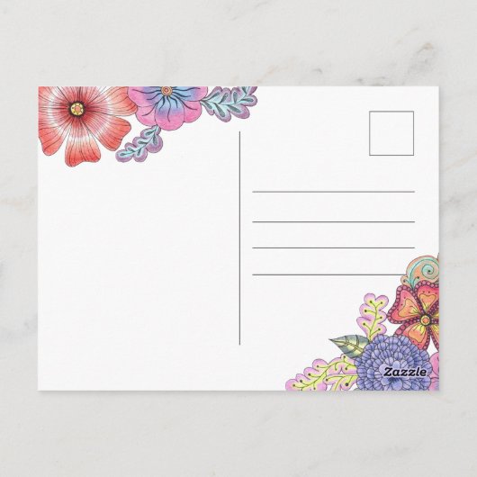 Levendige kleurrijke bloemen en bladeren Moederdag Briefkaart (Achterkant)