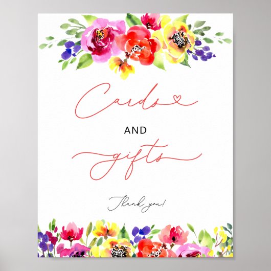 Levendige Kleurrijke Bloemen Kaarten en Geschenken Poster (Voorkant)