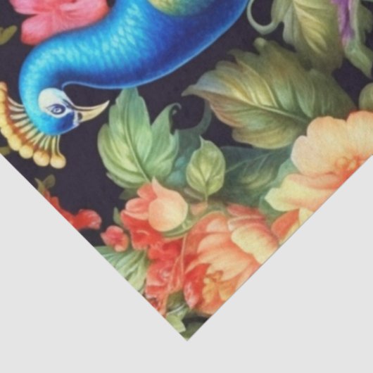 Levendige Kleurrijke Bloemen Pauw Decoupage Tissuepapier (Detail)