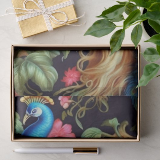 Levendige Kleurrijke Bloemen Pauw Decoupage Tissuepapier (Geschenk)