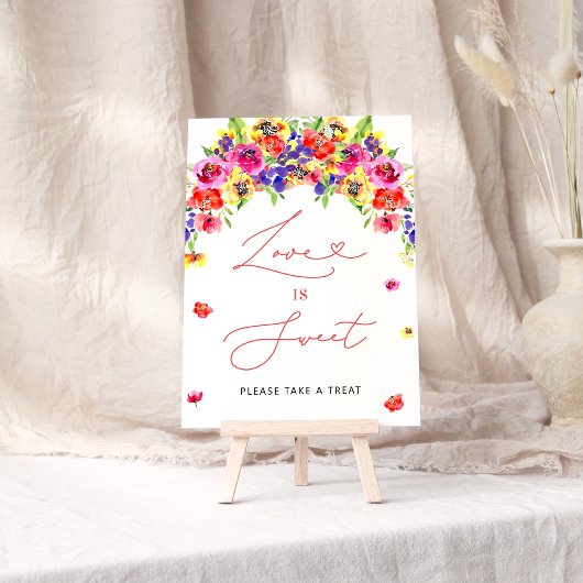 Levendige kleurrijke bloemenliefde is zoet poster