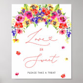 Levendige kleurrijke bloemenliefde is zoet poster (Voorkant)
