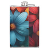 Levendige kleurrijke Daisy, Blauw, Geel, Oranje kl Heupfles (Achterkant)