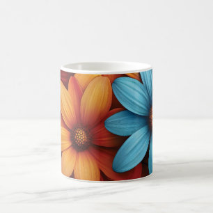 Levendige kleurrijke Daisy, Blauw, Geel, Oranje kl Koffiemok