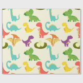Levendige kleurrijke dinosaurussen en eieren cadeaupapier (Vlak)