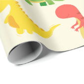 Levendige kleurrijke dinosaurussen en eieren cadeaupapier (Rol Hoek)