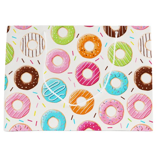 levendige kleurrijke donuts sprinkelt het snijpatr groot cadeauzakje (Voorkant)