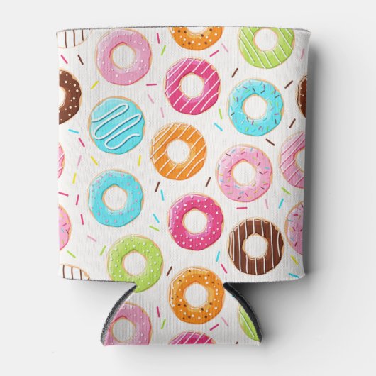 Levendige kleurrijke donuts strooit toppings patro blikjeskoeler (Voorkant)