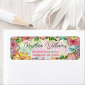 Levendige Kleurrijke Doodle Florals Retouradres Etiket (Insitu)