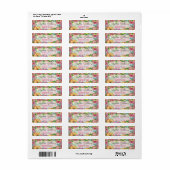 Levendige Kleurrijke Doodle Florals Retouradres Etiket (Full Sheet)