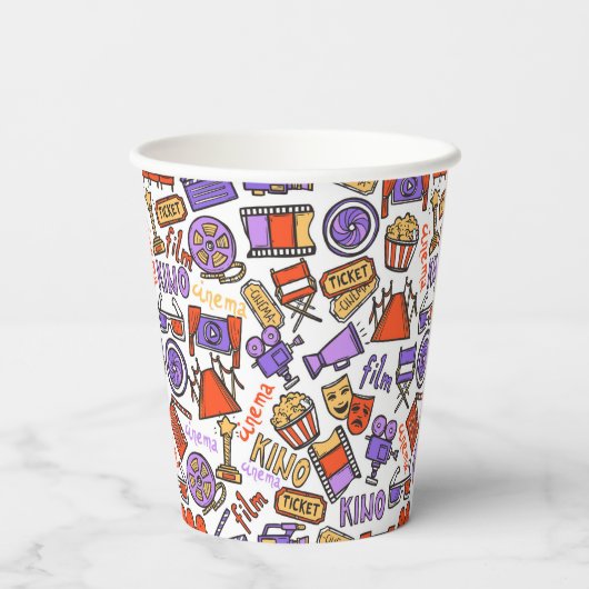 Levendige kleurrijke filmavonden feesten papieren bekers (Achterkant)