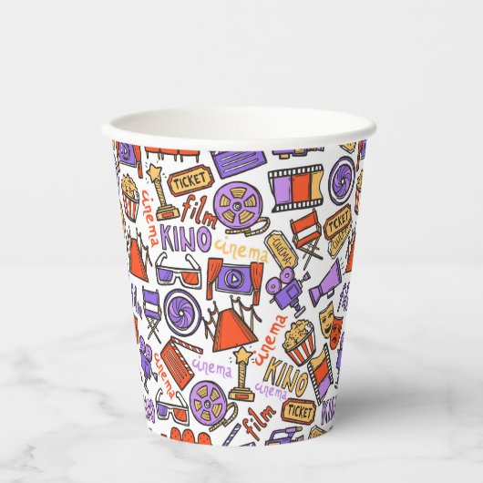 Levendige kleurrijke filmavonden feesten papieren bekers (Voorkant)
