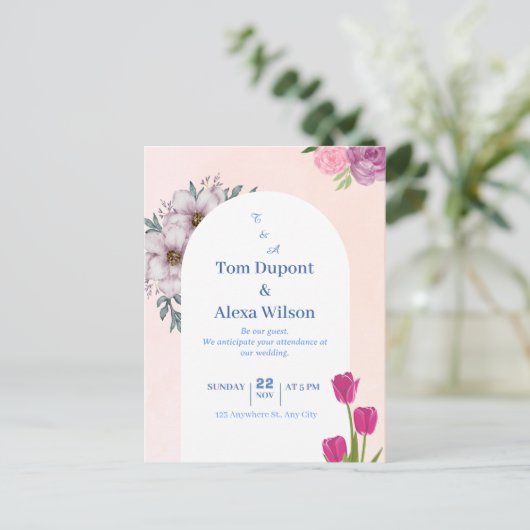 Levendige kleurrijke Floral bruiloft uitnodigingsk Briefkaart (Staand voorkant)