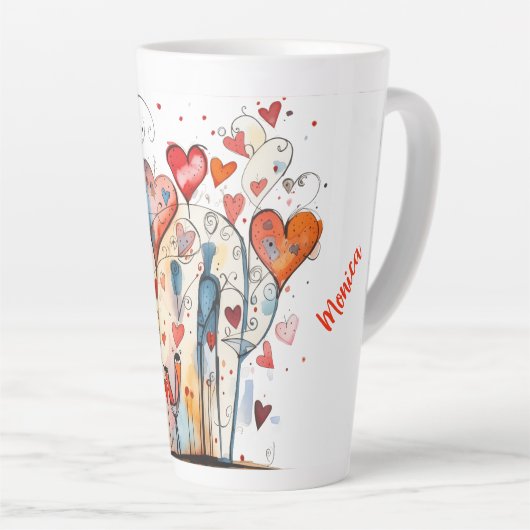 Levendige & Kleurrijke Gelukkige Valentijnsdag Latte Mok (Rechterhoek)