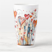Levendige & Kleurrijke Gelukkige Valentijnsdag Latte Mok (Voorkant)
