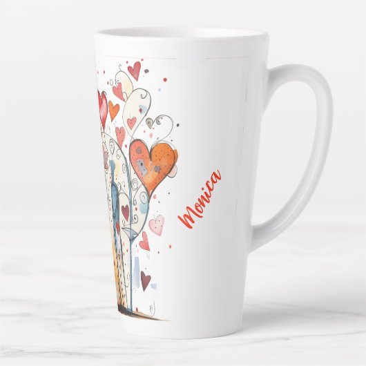 Levendige & Kleurrijke Gelukkige Valentijnsdag Latte Mok (Rechts)