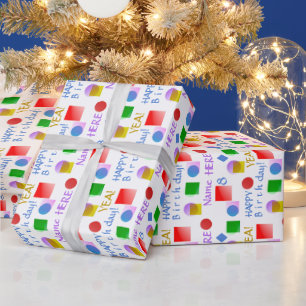 Levendige, kleurrijke gepersonaliseerde Kinder Hap Cadeaupapier