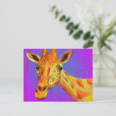 Levendige kleurrijke Giraffe in Oranje en geel Briefkaart (Staand voorkant)
