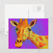 Levendige kleurrijke Giraffe in Oranje en geel Briefkaart (Voorkant / Achterkant)