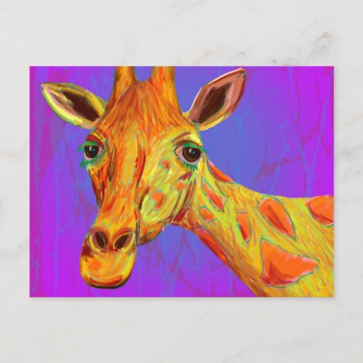 Levendige kleurrijke Giraffe in Oranje en geel Briefkaart (Voorkant)
