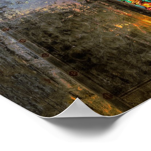 Levendige kleurrijke Glas in lood Poster (Hoek)