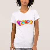 Levendige kleurrijke grafische tekst dames t-shirt (Voorkant)