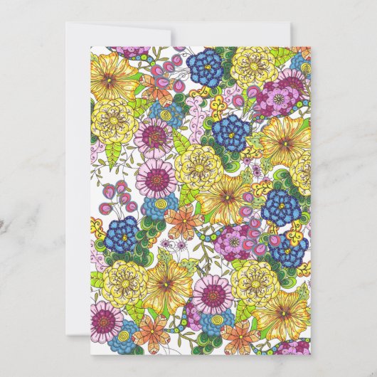 Levendige kleurrijke handgetekende bloemen Baby sh Kaart (Achterkant)