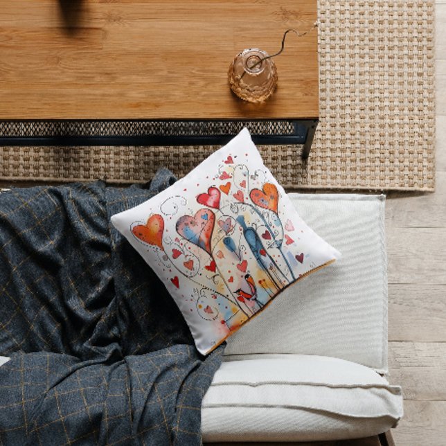 Levendige & kleurrijke harten | Blij Kussen (Creator heeft geüpload)