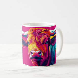 levendige kleurrijke illustratie van een stier of koffiemok