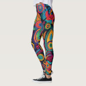 Levendige kleurrijke Indiase textiel print patroon Leggings (Links)