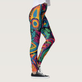 Levendige kleurrijke Indiase textiel print patroon Leggings (Rechts)