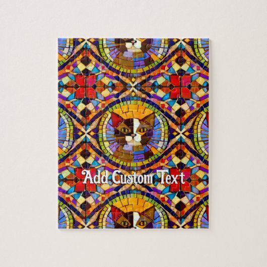 Levendige kleurrijke kat-mozaïekTegels - vrolijk g Legpuzzel (Verticaal)