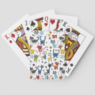 Levendige Kleurrijke Katten Hand Getekende Kitten Pokerkaarten