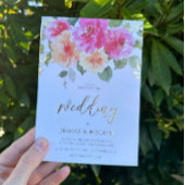 Levendige kleurrijke lente bloemen bruiloft goud folie uitnodiging
