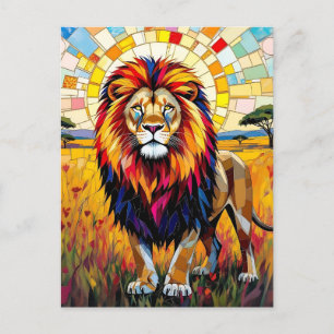 Levendige kleurrijke Lion Mosaic Blank Briefkaart