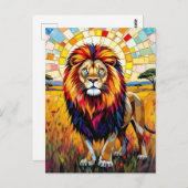 Levendige kleurrijke Lion Mosaic Blank Briefkaart (Voorkant / Achterkant)