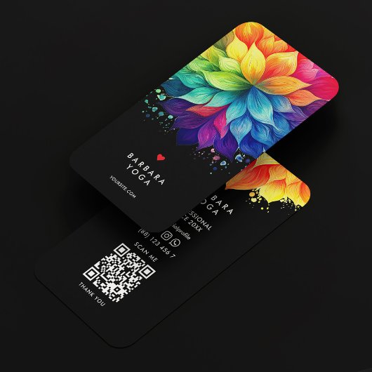 Levendige Kleurrijke Lotus Mandala Therapeut Yoga Visitekaartje