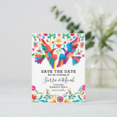 Levendige Kleurrijke Mexicaans Geïnspireerde Vogel Save The Date (Staand voorkant)