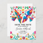 Levendige Kleurrijke Mexicaans Geïnspireerde Vogel Save The Date (Voorkant / Achterkant)
