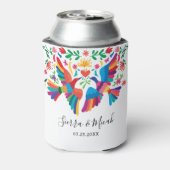 Levendige Kleurrijke Mexicaanse Geïnspireerde Voge Blikjeskoeler (Blikje Achterkant)