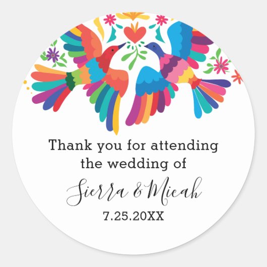 Levendige kleurrijke Mexicaanse geïnspireerde voge Ronde Sticker (Voorkant)